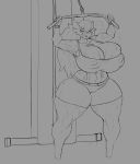  absurd_res big_breasts bodily_fluids breasts cleavage clothed clothing exercise female gardevoir hi_res huge_breasts monochrome muscular muscular_female nintendo nipple_outline pok&eacute;mon pok&eacute;mon_(species) redmoon83 solo sweat thick_thighs video_games wide_hips workout 