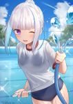  gym_uniform hirota_fruit lize_helesta nijisanji school_swimsuit see_through swimsuits wet wet_clothes 