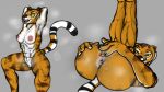  16:9 anthro bodily_fluids dreamworks felid female fern_plant fur genitals hi_res kung_fu_panda mammal master_tigress muscular muscular_female musk nude orange_body orange_fur pantherine pussy solo steam sweat tiger widescreen 