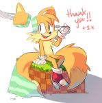  2020 2_tails anthro blue_eyes cake canid canine clothing cutlery english_text food footwear fork fox fur gloves grass handwear hi_res holding_fork kitchen_utensils male mammal meme miles_prower multi_tail open_mouth open_smile shoes simple_background sitting smile solo sonic_the_hedgehog_(series) teirusuki text these_are_all_cakes tools white_background white_body white_fur yellow_body yellow_fur 