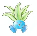  ambiguous_gender blue_body blue_skin colored elemental_creature flora_fauna happy mr_fuwa nintendo oddish open_mouth plant pok&eacute;mon pok&eacute;mon_(species) red_eyes simple_background sitting solo video_games 