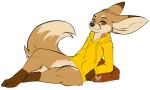  2020 anthro anthrofied arm_support bottomless brown_body brown_eyes brown_fur canid canine clothed clothing digital_media_(artwork) fennec fox fur gloves_(marking) hi_res hoodie kuroodod leaning_on_elbow leg_markings looking_at_viewer male mammal markings sam_(changing_fates) simple_background smile socks_(marking) solo thegrapedemon thick_thighs topwear white_background 