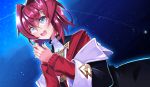  1girl ange_katrina destiny549-2 eyebrows_visible_through_hair hands_together highres looking_up nijisanji open_mouth purple_eyes red_hair short_hair solo triangle_hair_ornament virtual_youtuber 