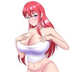  absurdres artist_name ass breasts highres large_breasts mangakay original red_hair shirt thong white_shirt 