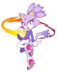  2019 absurd_res anthro biped blaze_the_cat clothing domestic_cat felid feline felis female fire footwear fur gloves handwear hi_res high_heels mammal open_mouth open_smile purple_body purple_clothing purple_fur purple_topwear shoes simple_background smile solo sonic_the_hedgehog_(series) starbirbz topwear white_background white_body white_fur yellow_eyes 