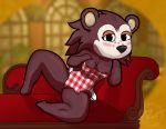  absurd_res animal_crossing anthro apron apron_only cazinkwolf clothing eulipotyphlan female hedgehog hi_res looking_at_viewer mammal mostly_nude nintendo no_underwear sable_able solo spread_legs spreading video_games 
