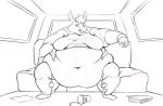  2019 aggressive_retsuko anthro asinus belly belly_overhang big_belly black_and_white chubby_cheeks clothing donkey equid equine furniture hi_res jacket jeffieb19 looking_at_viewer love_handles male mammal monochrome moobs morbidly_obese morbidly_obese_male navel obese obese_male open_mouth overweight overweight_male sanrio sitting sketch sofa solo tadano_(aggretsuko) thick_thighs topwear wardrobe_malfunction wide_hips 
