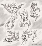  activision back_spikes claws dragon duo feral head_crest hi_res horn icelectricspyro male membrane_(anatomy) membranous_wings open_mouth scales scalie sparx spiked_tail spikes spikes_(anatomy) spyro spyro_the_dragon teeth tongue video_games western_dragon wings 