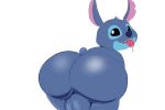  3:2 alien balls big_balls big_butt black_eyes blue_body blue_fur bodily_fluids butt disney experiment_(lilo_and_stitch) fur genitals gypsy_king_(artist) hi_res huge_butt hyper hyper_butt lilo_and_stitch looking_back male saliva simple_background smile smiling_at_viewer solo stitch_(lilo_and_stitch) tongue tongue_out 