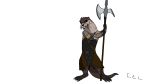  16:9 angry anthro armor clothing colored_sclera fantasy fur halberd hi_res holding_object holding_weapon lutrine male mammal melee_weapon mustelid pavel_ozerov polearm solo thepornlizard weapon whiskers widescreen 