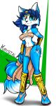  2019 absurd_res accessory anthro armor blue_body blue_eyes blue_fur blue_hair bra bracelet canid canine cjweasle clothing digital_drawing_(artwork) digital_media_(artwork) female footwear fox fur gauntlets gloves green_background hair handwear headband hi_res jewelry krystal loincloth looking_at_viewer mammal multicolored_body multicolored_fur multicolored_tail necklace nintendo sandals signature simple_background solo star_fox tailband text underwear video_games white_background white_body white_fur 