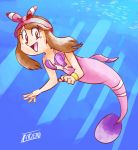  2020 alternate_species artisyone brown_eyes brown_hair digital_media_(artwork) female gorebyss hair marine may_(pok&eacute;mon) merfolk mermaidification nintendo open_mouth open_smile pink_body pok&eacute;mon pok&eacute;mon_(species) purple_body purple_scales scales seashell seashell_bra shell smile solo tan_body tan_skin underwater video_games water 