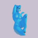  absurd_res anthro areola blue_body blue_breasts blue_fur breasts cartoon_network clitoral_hood clitoris domestic_cat feet felid feline felis female fur genitals hi_res loodlenoodleart looking_at_viewer mammal mature_anthro mature_female medium_breasts nicole_watterson nipples nude pink_areola pink_nipples pussy simple_background solo the_amazing_world_of_gumball 