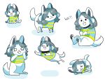  4:3 ambiguous_gender anthro clothing feral fuwabear hair hi_res mammal open_mouth pawpads shirt simple_background smile solo tem temmie_(undertale) topwear undertale video_games white_background white_body 