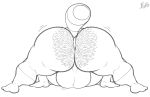  anus backsack balls big_balls big_butt bobthetanuki body_hair butt butt_hair genitals hi_res huge_balls huge_butt hyper hyper_butt male monochrome nude presenting raised_tail solo spreading stretched_out_legs stretching tagme 