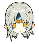  1girl elsword eve_(elsword) facial_mark forehead_jewel grey_hair icon mechanical_ears official_art poker_face short_hair sidelocks yellow_eyes 