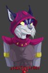  anthro asuri_(brawlhalla) blue_ears clothing domestic_cat felid feline felis female fur grey_background grey_body grey_fur hi_res lynx mammal purple_eyes simple_background solo spike_the_furry 