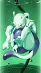  bubble commentary gen_1_pokemon highres knees_on_chest legendary_pokemon mewtwo no_humans pokemon pokemon_(creature) solo stasis_tank submerged tube yuyu_ekaki_dayo 