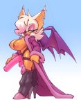  bedroom_eyes big_breasts bigdad breasts chiropteran clothing dildo female hair hair_over_eye high_heeled_boots looking_at_viewer mammal narrowed_eyes nipples one_eye_obstructed open_robe robe rouge_the_bat seductive sex_toy solo sonic_the_hedgehog_(series) strapon wings 