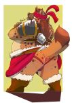  2020 anthro belly blush brown_body brown_fur butt clothing fur hi_res jockstrap male mammal overweight overweight_anthro overweight_male realiron_(artist) simple_background solo tongue tongue_out underwear 