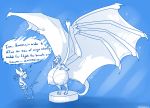  big_breasts big_wings blue_and_white breasts danji-isthmus dragon english_text hi_res hyper monochrome monster tagme text wings 