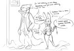  2016 anthro barefoot canid canine clothed clothing dialogue disney duo english_text fox fully_clothed iji judy_hopps lagomorph leporid mammal monochrome nick_wilde outside rabbit red_fox sketch speech_bubble standing text zootopia 