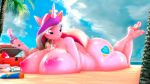  16:9 3d_(artwork) 4k absurd_res anthro beach between_breasts beverage big_breasts bodily_fluids breasts digital_media_(artwork) dildo equid equine female friendship_is_magic hasbro hi_res horn huge_breasts mammal my_little_pony nude princess_cadance_(mlp) saliva saliva_string seaside sex_toy solo unicorn whiteskyline widescreen 