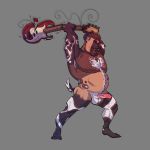  1:1 absurd_res african_wild_dog anthro armpit_hair balls barazoku bass_guitar body_hair brown_hair canid canine canis chest_tuft chubby_male darius_davis digital_media_(artwork) erection eyes_closed fur genitals guitar hair happy_trail hi_res humanoid_genitalia humanoid_penis jewelry male mammal multicolored_body multicolored_fur muscular muscular_anthro muscular_male musical_instrument necklace nipple_piercing nipples open_mouth overweight overweight_male penis piercing plucked_string_instrument simple_background slightly_chubby solo string_instrument terencewerebull tuft 