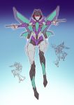  1girl chinese_commentary decepticon glowing glowing_eyes highres huai_diao_de_zongzi looking_down mechanical_wings open_hands red_eyes sketch slipstream solo_focus thrusters transformers transformers_animated wings 