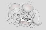  &gt;:3 3:2 ass_up big_butt blush butt female hi_res huarbodraw huge_butt humanoid humanoid_pointy_ears league_of_legends letterbox monochrome pigtails poppy_(lol) riot_games solo video_games yordle 