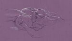 anthro ball_sniffing ball_worship balls blushing_yokai body_worship disembodied_penis duo extreme_size_difference genital_worship genitals hand_on_balls male male/male mammal micro mouse murid murine penis purple_background rodent simple_background size_difference sniffing submissive submissive_anthro submissive_male