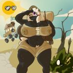  anthro anthrofied big_breasts black_body black_fur breasts car cleavage clothed clothing comic equid equine explorer eyewear female friendship_is_magic fur hair hasbro hi_res hiding horn huge_breasts imminent_sex light living_sun mammal my_little_pony mythological_creature mythological_equine mythology purple_eyes sanyo2100 solo some_leech standing sun sunglasses sunlight thick_thighs unicorn vehicle white_hair wide_hips 