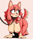 anthro big_breasts blush bodily_fluids breasts canid canine canis collar conductor&#039;s_wife_(sonic) female genyacero hi_res jupiterorange leash leashed_collar mammal mature_female nipples nude sega solo sonic_the_hedgehog_(series) sweat the_murder_of_sonic_the_hedgehog wolf yellow_eyes