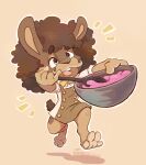 afro animancer baker blue_eyes brown_body brown_fur cooking facial_hair fur hi_res lagomorph leporid mammal mustache paws rabbit