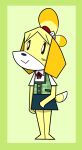 2020 angular animal_crossing anthro bangs barefoot bell_hair_tie black_eyes black_nose blue_bottomwear blue_clothing blue_skirt border bottomwear bow_tie button_(fastener) canid canine canis closed_smile clothed clothed_anthro clothed_female clothing colored cookieboy011 digital_drawing_(artwork) digital_media_(artwork) dipstick_tail domestic_dog english_description facial_markings featureless_feet featureless_hands feet female female_anthro floppy_ears full-length_portrait fully_clothed fully_clothed_anthro fully_clothed_female fur green_background green_border green_clothing green_topwear green_vest hair head_markings isabelle_(animal_crossing) lop_ears mammal markings mouth_closed nintendo no_eyebrows orange_ears orange_hair ponytail portrait pupils red_bow_tie red_hair_tie shaded shih_tzu simple_background simple_shading skirt smile solo standing tail tail_markings topwear toy_dog two_tone_tail vest white_dress_shirt white_markings white_pupils white_tail_tip yellow_body yellow_fur yellow_tail