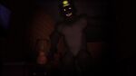 3d_(artwork) anthro bear black_body black_fur chromatic_aberration clothing digital_media_(artwork) five_nights_at_freddy&#039;s five_nights_at_freddy&#039;s_4 fur hat headgear headwear hi_res male male/male mammal nightmare_(fnaf) red_eyes scottgames sky_chaser smile solo source_filmmaker_(artwork) topwear