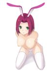  animal_ears breasts bunny_ears code_geass green_eyes kallen_stadtfeld large_breasts panties red_hair shima-shuu solo thighhighs topless underwear 