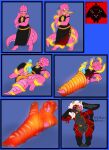 2025 absorbing absorption_vore absurd_res all_the_way_through anal anal_penetration animate_inanimate blush detailed duo genitals glowing glowing_genitalia goo_creature hi_res image_sequence knot knotted_penis kobold lagomorph living_clothing lying lying_on_ground male male/male mammal melty mimic on_back on_ground oral oral_penetration penetration penis rabbitvenomvoid_(artist) scalie sex simple_background slime slime_coat smile smiling_at_viewer tendrils tentacle_in_ass tentacle_in_mouth tentacle_penetration tentacle_sex tentacles unwilling_prey vore