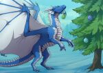 ambiguous_gender blue_body blue_scales claws dragon feral flamingtitania membrane_(anatomy) membranous_wings mythological_creature mythological_scalie mythology scales scalie solo ventral_scales white_body white_claws white_scales wings