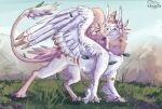 ambiguous_gender avian bird chimera claws eyewear feathers feral fur glasses grass gryphon hi_res hollyvardia hybrid looking_at_viewer mythological_avian mythological_creature mythology owl plant solo white_body white_claws white_feathers white_fur