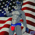2020 5_fingers abs american_flag anthro asinus biped black_eyebrows black_nipples blue_eyes blue_hair blue_tail_tuft bulge chest_tuft closed_smile clothed clothing detailed_bulge digital_media_(artwork) donkey equid equine eyebrows fabfelipe fingers fur fur_tuft genital_outline gesture grey_body grey_fur grey_inner_ear_fluff hair hand_gesture hi_res inner_ear_fluff male mammal mouth_closed muscular muscular_anthro muscular_male navel nipples pecs penis_outline politics raised_eyebrow smile solo speedo speedo_only swimwear tail tail_tuft thumbs_up topless topless_anthro topless_male tuft united_states_of_america