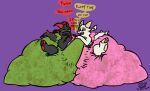 2024 4_fingers 4_toes anthro big_bulge big_diaper biped black_body bulge chikn_nuggit clothing colored dated dialogue diaper digital_media_(artwork) dragon duo english_text erection erection_under_clothing excessive_feces feces feet fingers flat_colors fwench_fwy_(chikn_nuggit) genitals green_diaper hand_on_another&#039;s_penis hand_on_penis hi_res horn huge_bulge huge_diaper hugging_bulge hugging_penis hyper hyper_bulge hyper_feces m3g4 male multiple_forms mythological_creature mythological_scalie mythology penis pink_diaper purple_background red_horn scalie signature simple_background sitting sitting_on_diaper soiled_diaper speech_bubble spread_legs spreading talking_to_viewer text toes unclean_diaper used_diaper white_body yellow_horn