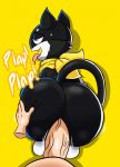  anal anthro atlus bandanna big_butt black_body black_fur butt clothing disembodied_hand domestic_cat duo erection felid feline felis fur genitals hand_on_butt hi_res human kerchief male male/male male_penetrated male_penetrating male_penetrating_male mammal megami_tensei megami_tensei_persona morgana_(persona) nathanatwar open_mouth penetration penis sex simple_background solo_focus tongue tongue_out video_games 