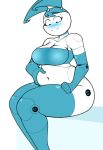  big_breasts blush breasts cleavage clothed clothing female hi_res jenny_wakeman machine my_life_as_a_teenage_robot navel nickelodeon not_furry robot simple_background sitting slightly_chubby solo zetaskully 