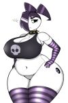  ... 2:3 big_breasts breasts cleavage clothed clothing collar featureless_crotch goth hair hair_over_eye hand_on_hip hi_res jenny_wakeman legwear machine my_life_as_a_teenage_robot nickelodeon not_furry one_eye_obstructed robot shirt simple_background slightly_chubby spiked_collar spikes thick_thighs thigh_highs topwear white_background zetaskully 