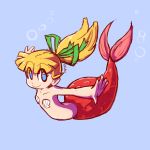  1:1 blonde_hair blue_background blue_eyes capcom female fish_tail fupoo hair humanoid machine marine mega_man_(series) megaman_(classic) merfolk robot roll_(megaman) simple_background solo underwater video_games water young 