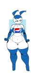  1:2 big_breasts blush breasts cleavage clothed clothing female genitals hi_res jenny_wakeman machine my_life_as_a_teenage_robot nickelodeon not_furry pussy robot simple_background solo thick_thighs wide_hips zetaskully 