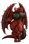  anthro areola big_breasts breasts dragon exeter female hi_res huge_breasts membrane_(anatomy) membranous_wings muscular muscular_female nipple_piercing nipples piercing pose r2roh simple_background solo white_background wide_hips wings 