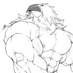  1:1 absurd_res flammars flexing hi_res human male mammal mask monochrome muscular muscular_male nipples solo the_griffon_mask tizoc vein wrestler yongdasom 