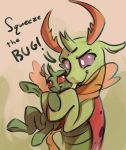  antlers arthropod changeling duo featureless_crotch feral friendship_is_magic green_body hi_res horn hug insect_wings kam male my_little_pony purple_eyes smile thorax_(mlp) wings 